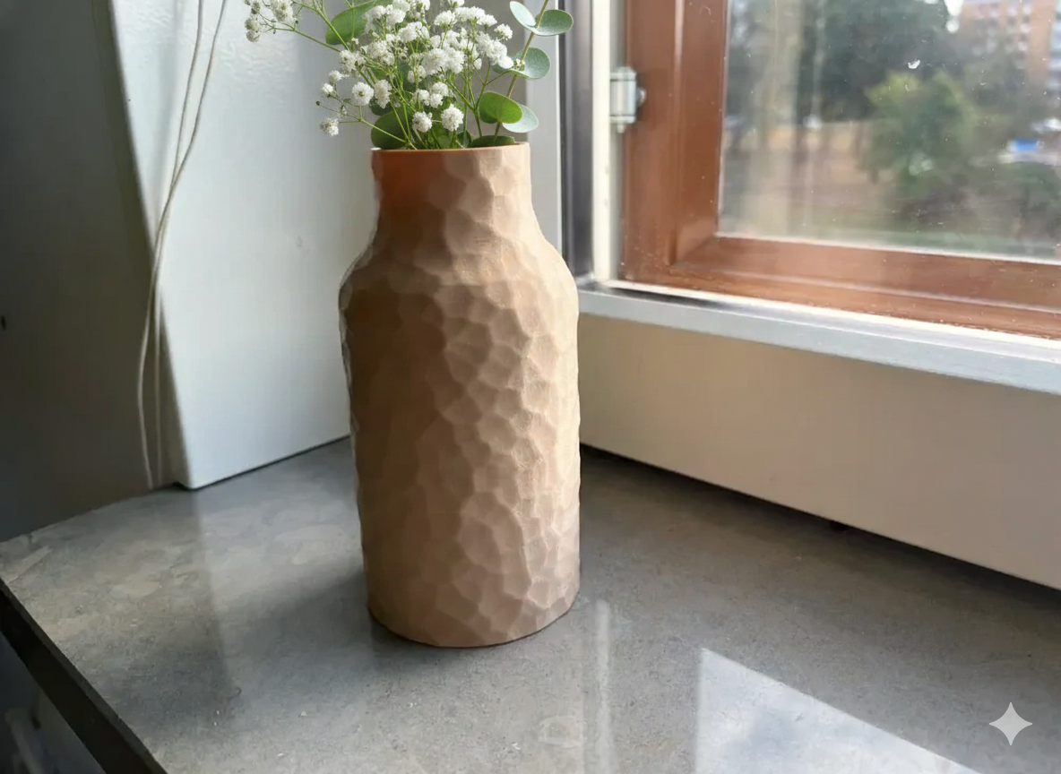 Geometric Faceted Vase — Modern 3D Printed Home Decor