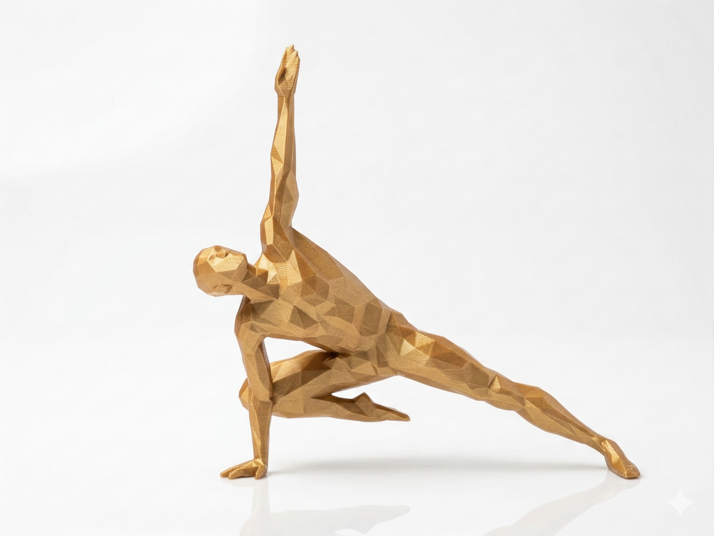 Raised Mudra Meditation — FitFigures™ Meditating Man Series | 3D Printed Polygon Figure | WowLayer