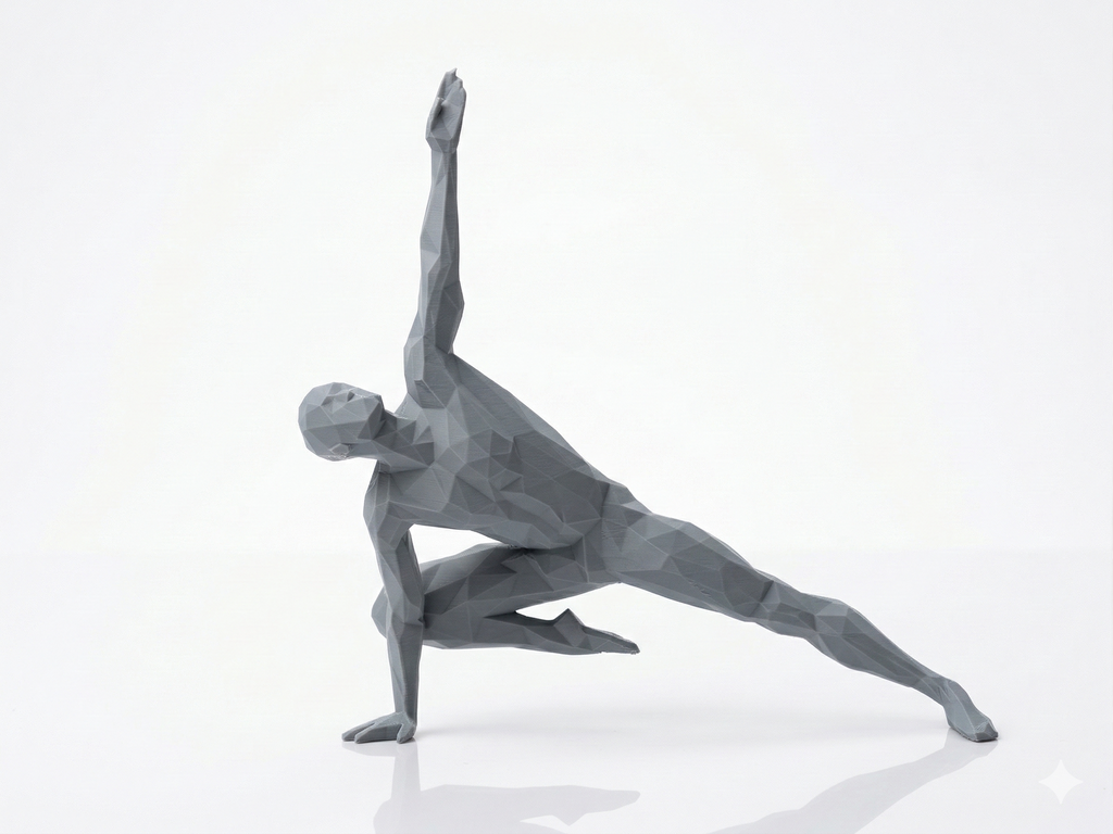 Raised Mudra Meditation — FitFigures™ Meditating Man Series | 3D Printed Polygon Figure | WowLayer