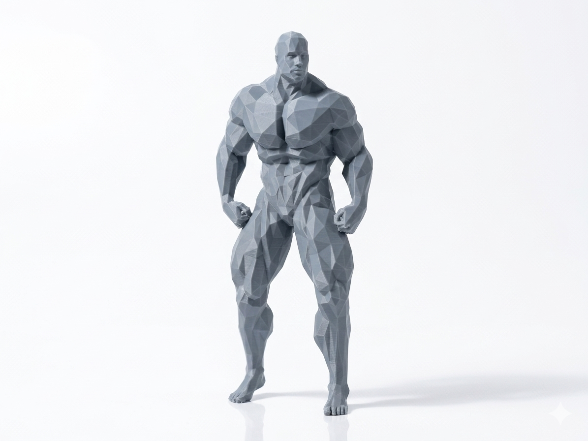 Muscular man rear pose — FitFigures™ Muscle Man Series | 3D Printed Polygon Figure | WowLayer