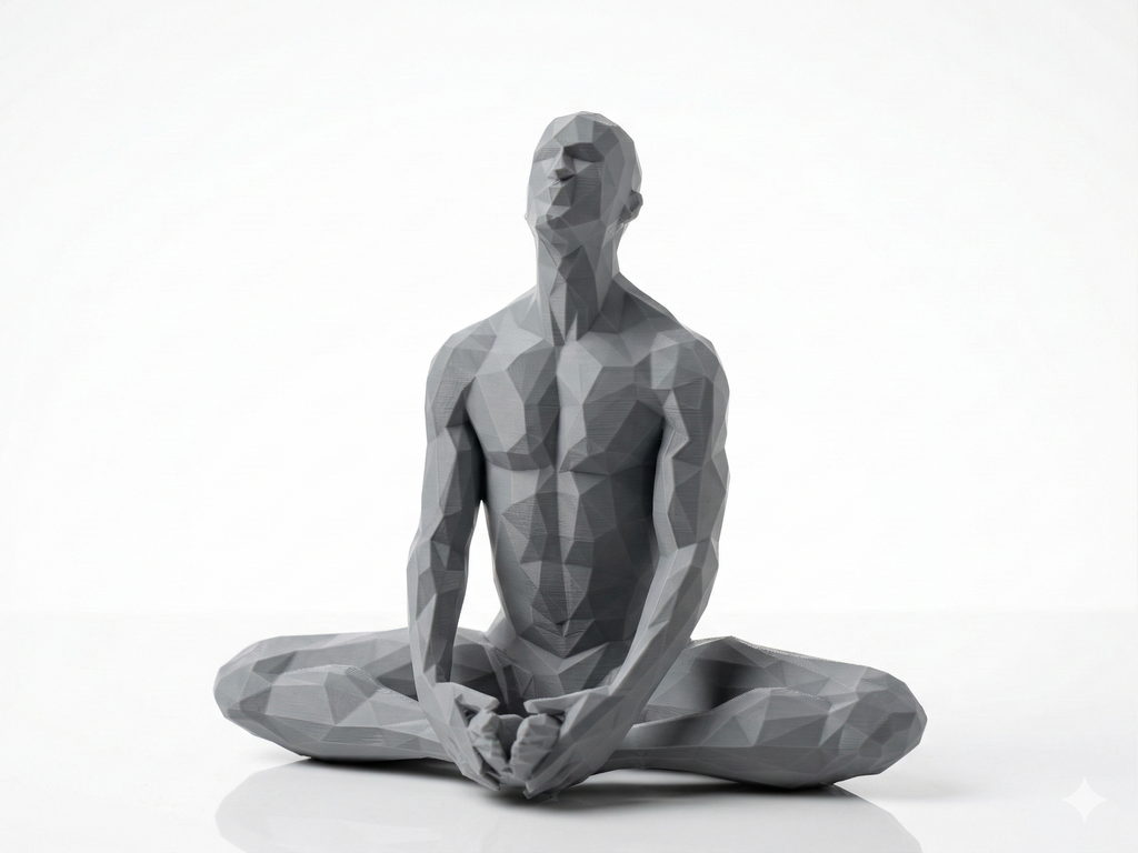 Seated Meditation — FitFigures™ Meditating Man Series | 3D Printed Polygon Figure | WowLayer