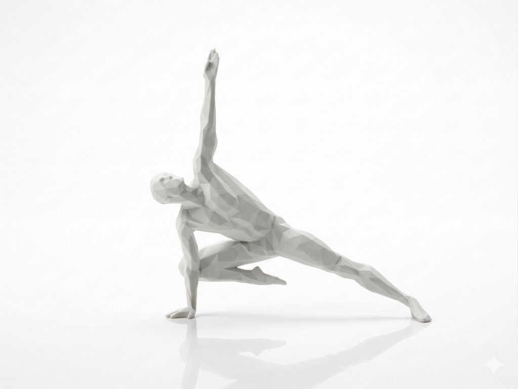 Seated with Arms Raised in Mudra — FitFigures™ Meditating Man Series No.006 | 3D Printed Polygon Figure | WowLayer