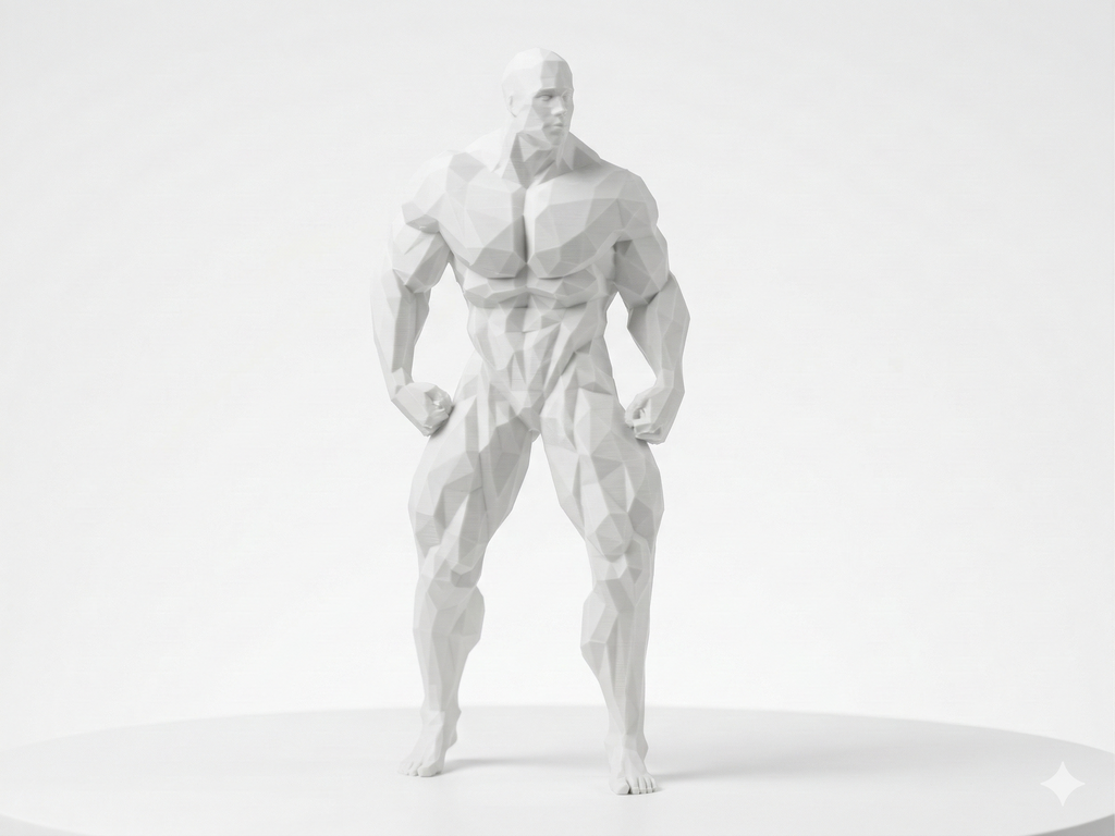 Muscular man rear pose — FitFigures™ Muscle Man Series | 3D Printed Polygon Figure | WowLayer