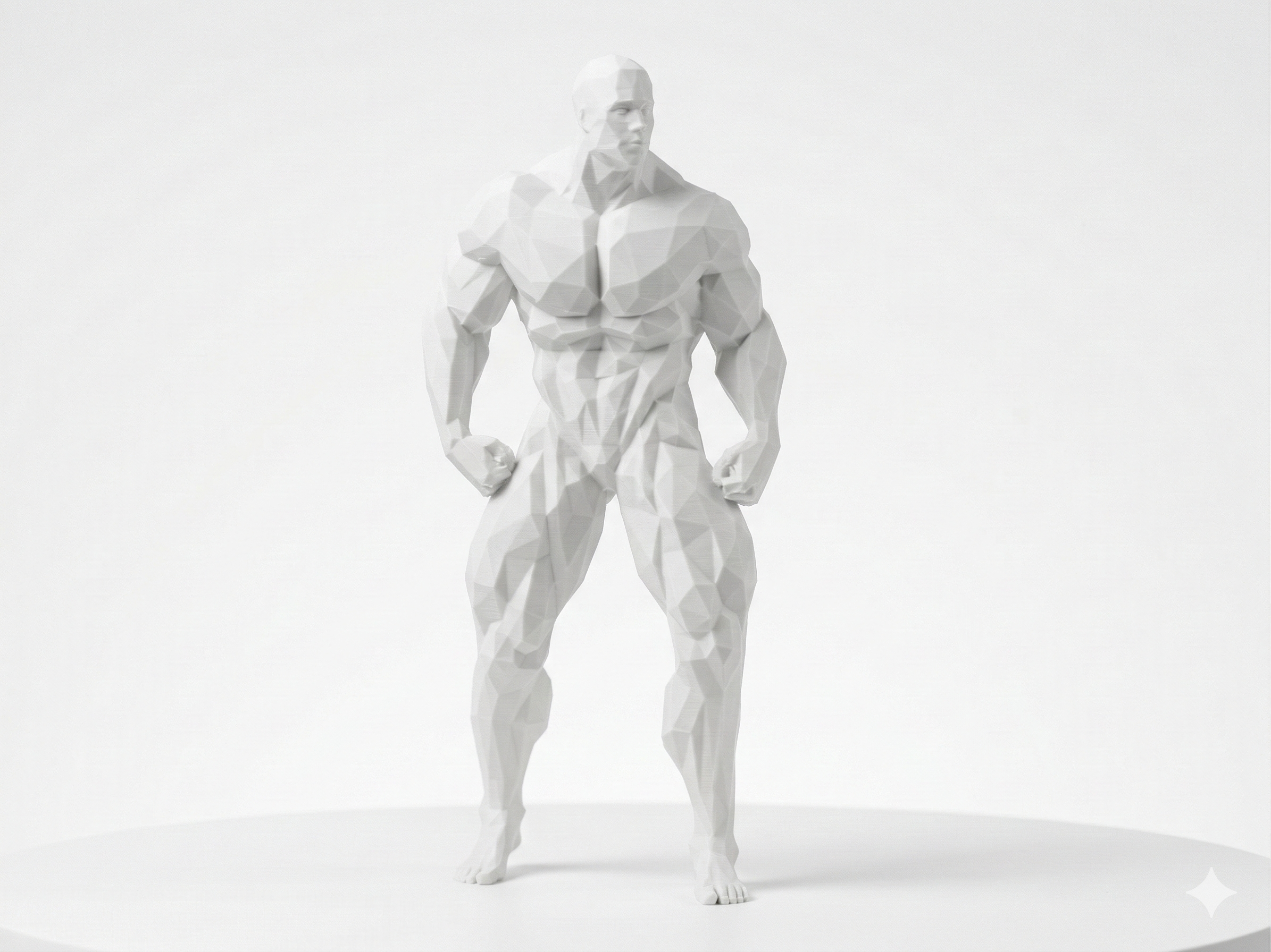 Muscular man rear pose — FitFigures™ Muscle Man Series | 3D Printed Polygon Figure | WowLayer